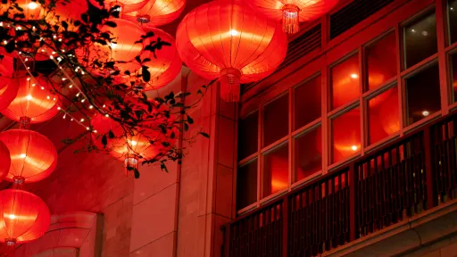 Chinese lantern hanging outside a building