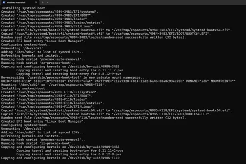 Text showing the output of proxmox-boot-tool 